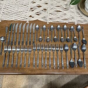 Vintage National Stainless OLAF Flatware Japan 44 Piece Lot Knives Spoon Forks